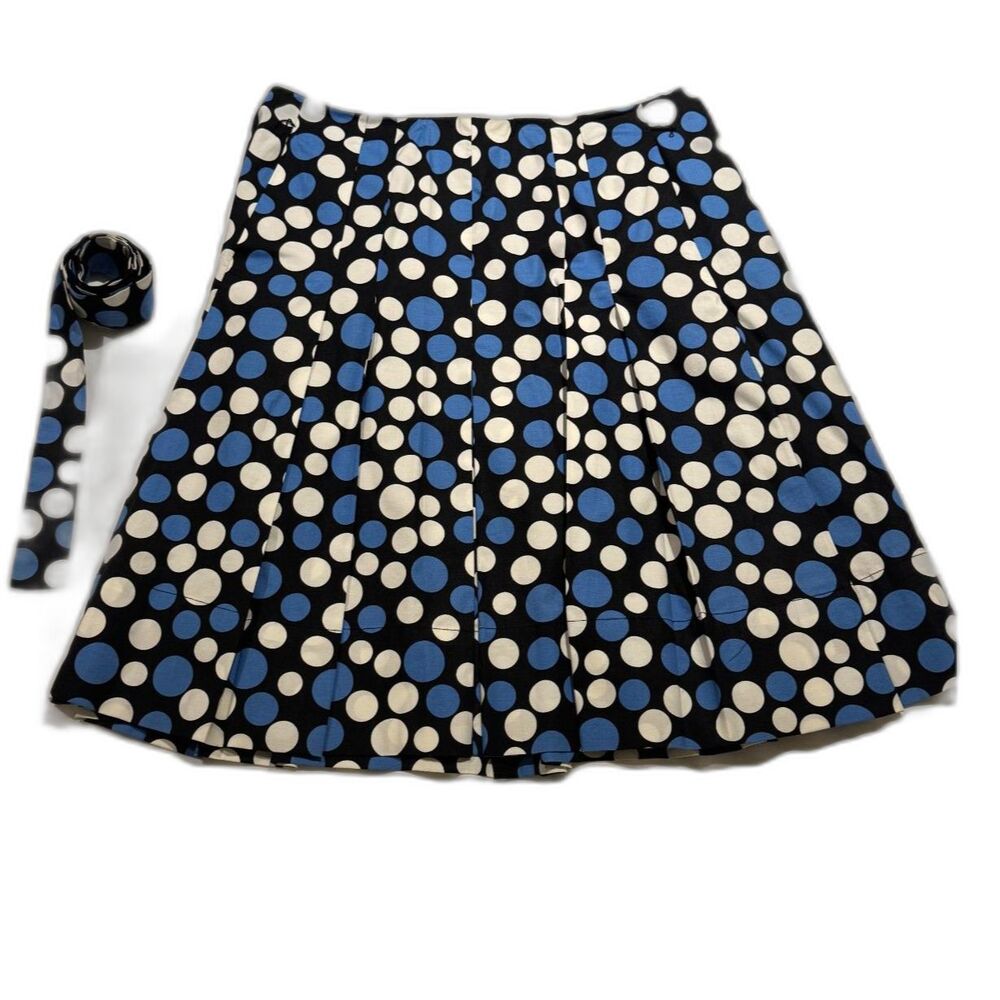 Ellen Tracy Polka Dot Pleated Knee-Length Skirt with Pockets Size 10